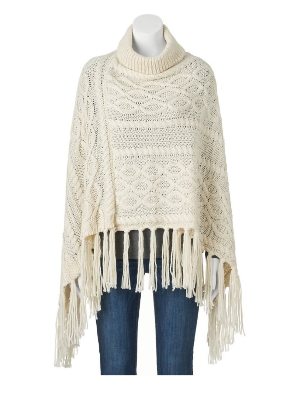 Women's Apt. 9 Cable-Knit Turtleneck Poncho One-Size